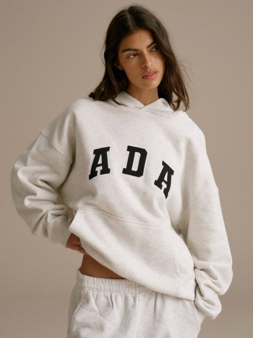 Adanola ADA Oversized Hoodie in Light Grey Melange, size small